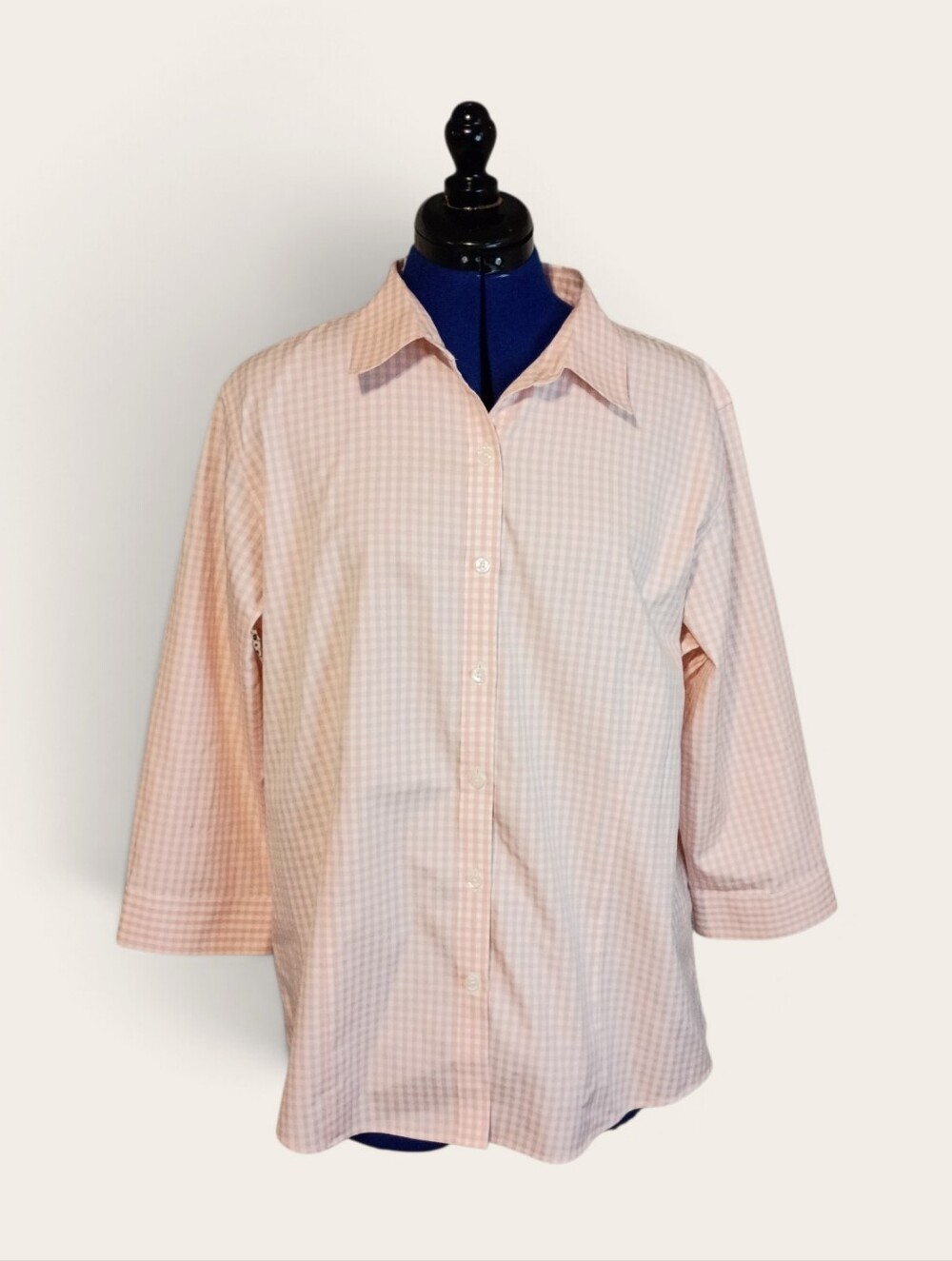 L.L. Bean Wrinkle Free Classic Women's Button-Front Shirt - Pink Gingham